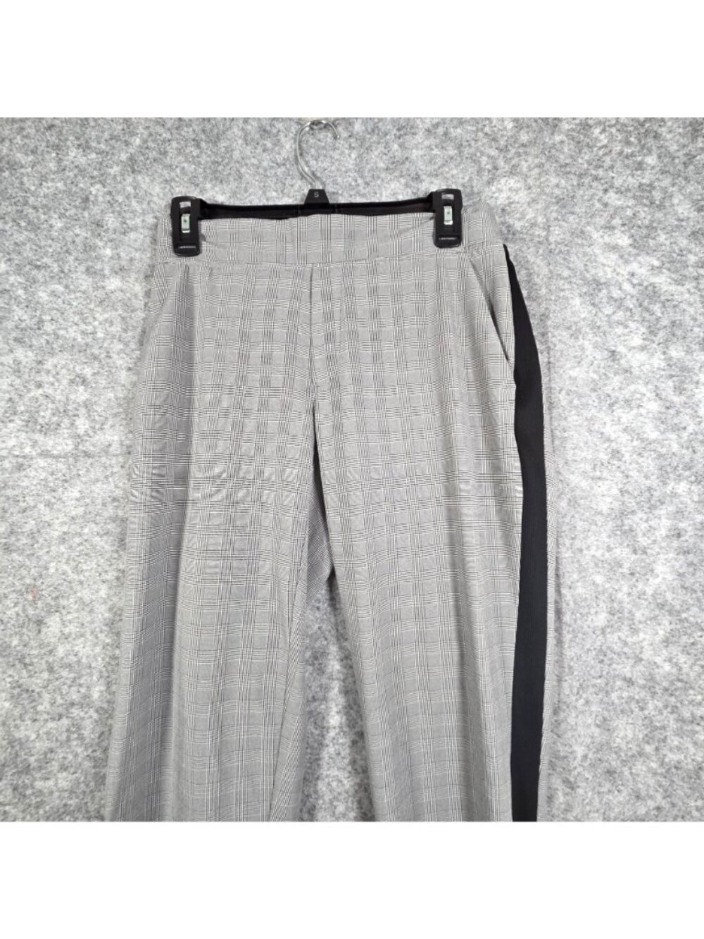 Athleta Brooklyn Plaid Tapered Ankle Pants Gray Black Stripe Size 4P - Picture 3 of 11
